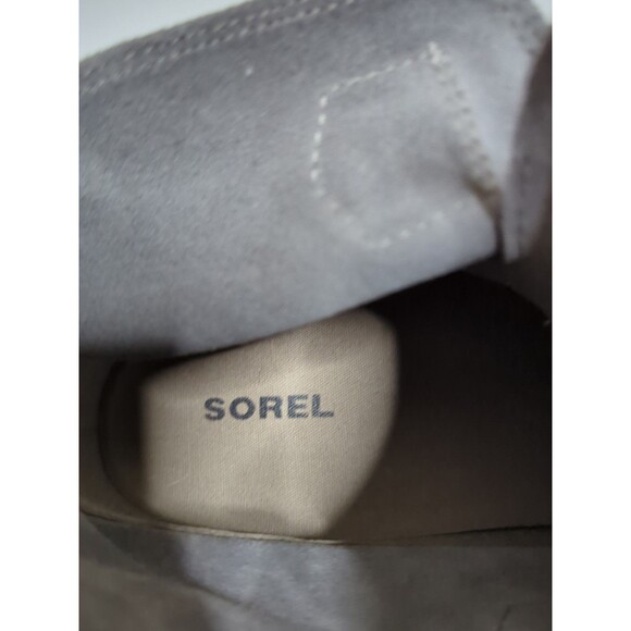 NWOT Sorel Evie US Sz 10 Gray Suede Ankle Booties Lace Up Wedge Weatherproof - Picture 10 of 16